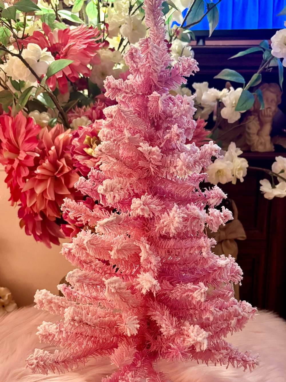 Hobby Lobby Pink Flocked Bottle Brush Tree